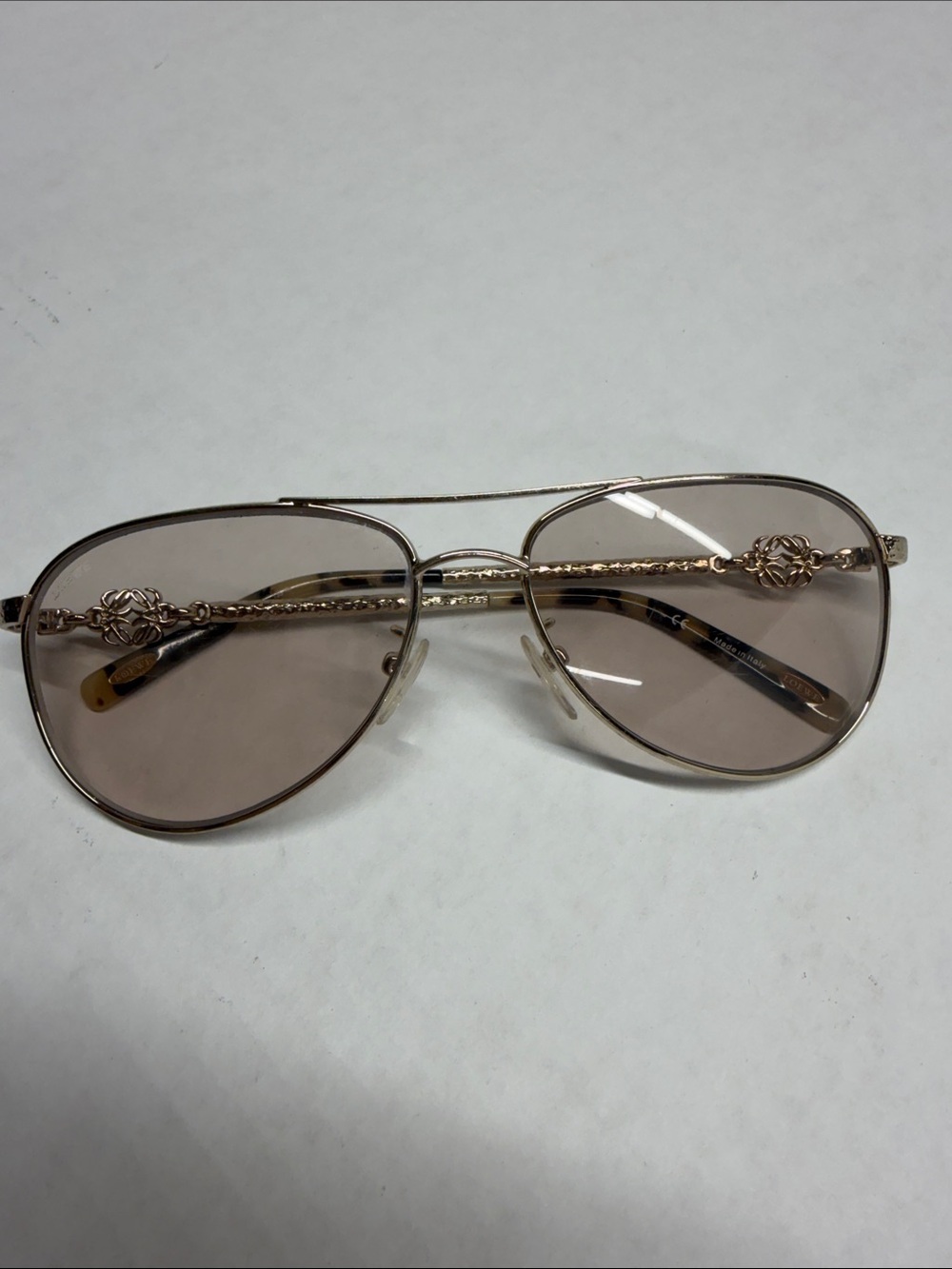 Loewe Aviator Sunglasses Designer Clear Lenses Tortoise White Silver SLW 429